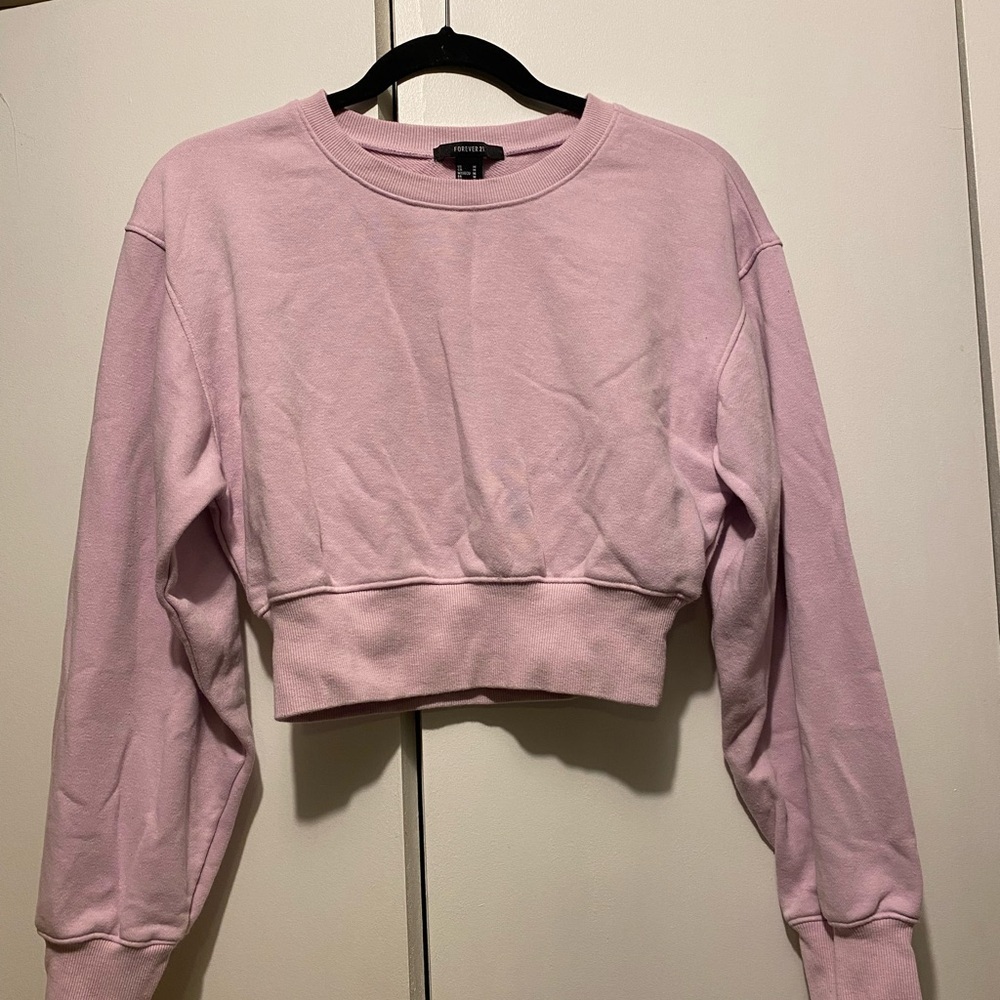 Forever 21 Light Pink Cropped Hoodie